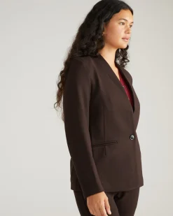 Lennox Collarless Ponte Blazer Espresso