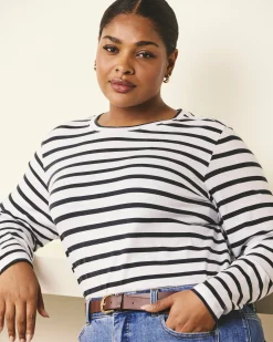 Light-As-Air Long Sleeve Crew Neck Tee Zen Stripe