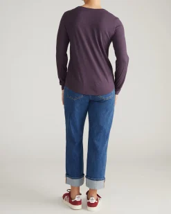 Light-As-Air Long Sleeve Crew Neck Tee Purple Jewel