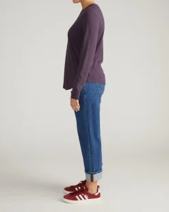 Light-As-Air Long Sleeve Crew Neck Tee Purple Jewel