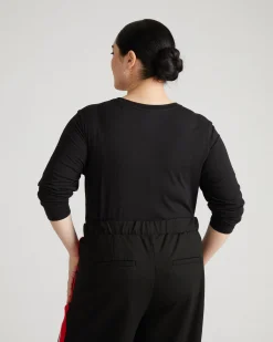 Light-As-Air Long Sleeve V Neck Tee Black