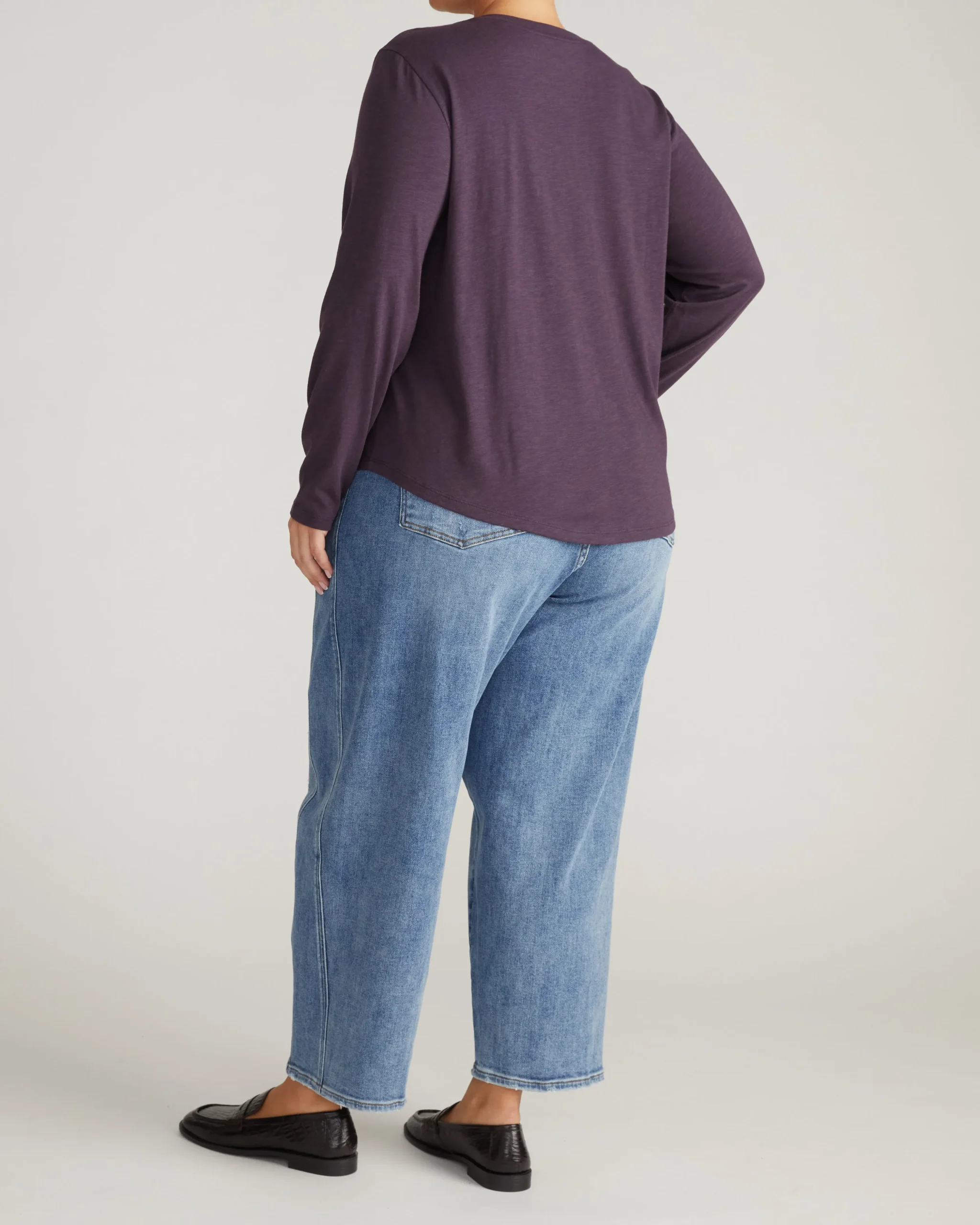 Light-As-Air Long Sleeve V Neck Tee Purple Jewel
