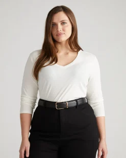 Light-As-Air Long Sleeve V Neck Tee Vapor