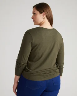 Light-As-Air Long Sleeve V Neck Tee Nori