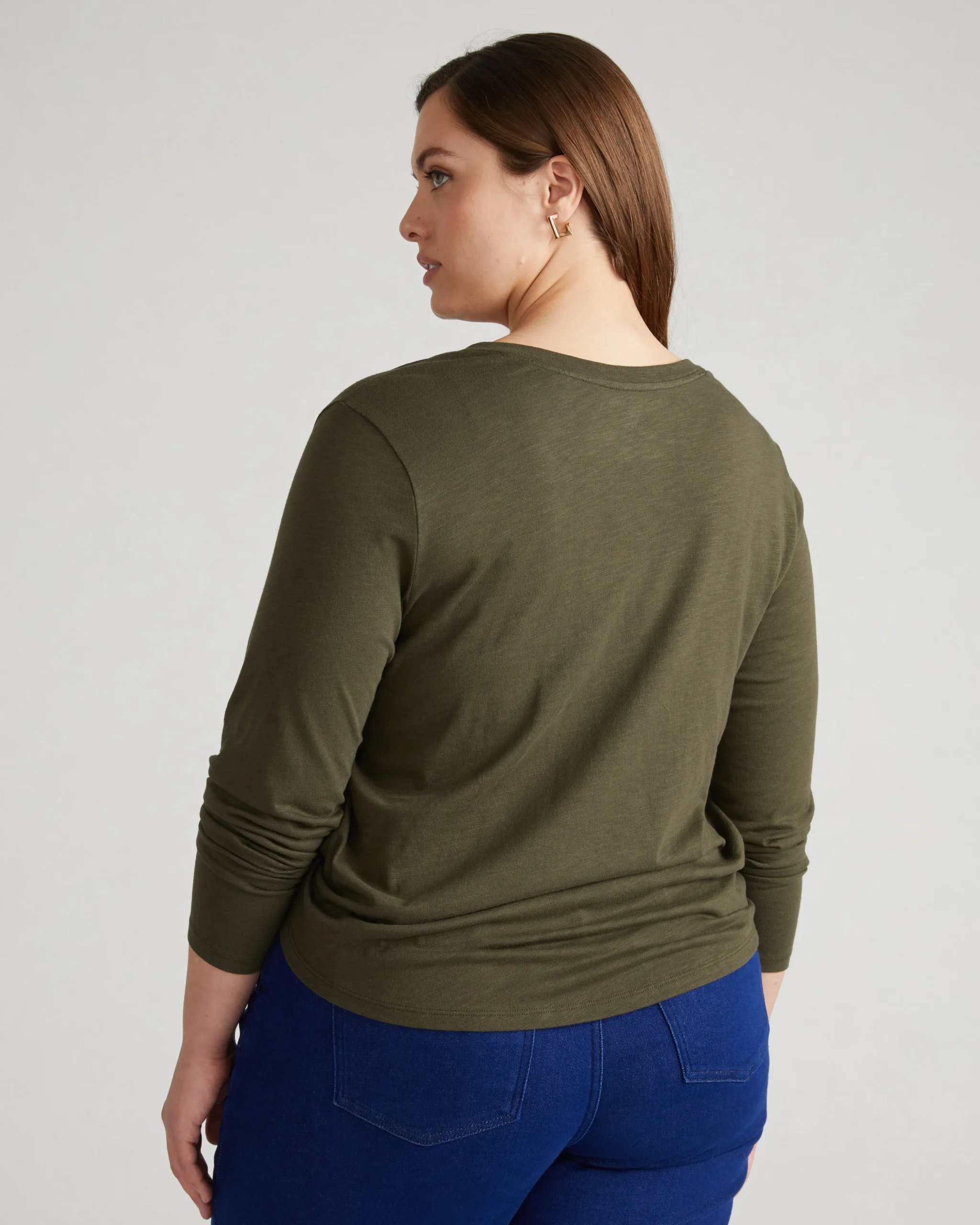 Light-As-Air Long Sleeve V Neck Tee Nori