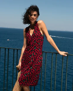 Lila Tie-Back Liquid Jersey Dress Very Cherry Print