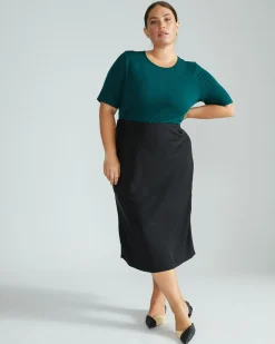 Lily Liquid Jersey Crew Neck Stovepipe Tee Forest Green