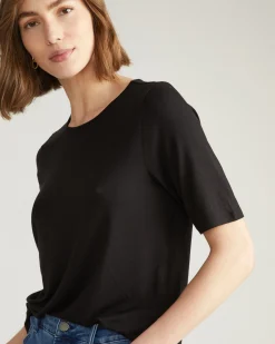 Lily Liquid Jersey Crew Neck Stovepipe Tee Black