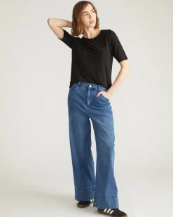 Lily Liquid Jersey Crew Neck Stovepipe Tee Black