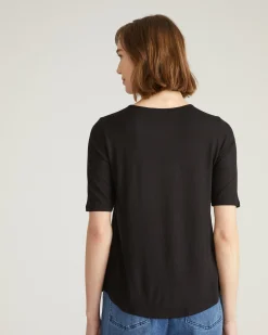 Lily Liquid Jersey Crew Neck Stovepipe Tee Black