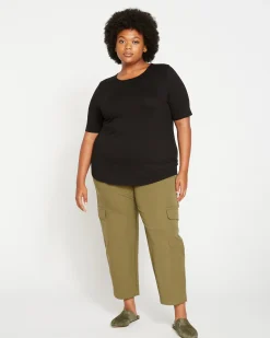 Lily Liquid Jersey Crew Neck Stovepipe Tee Black