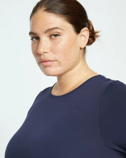 Lily Liquid Jersey Crew Neck Stovepipe Tee Midnight