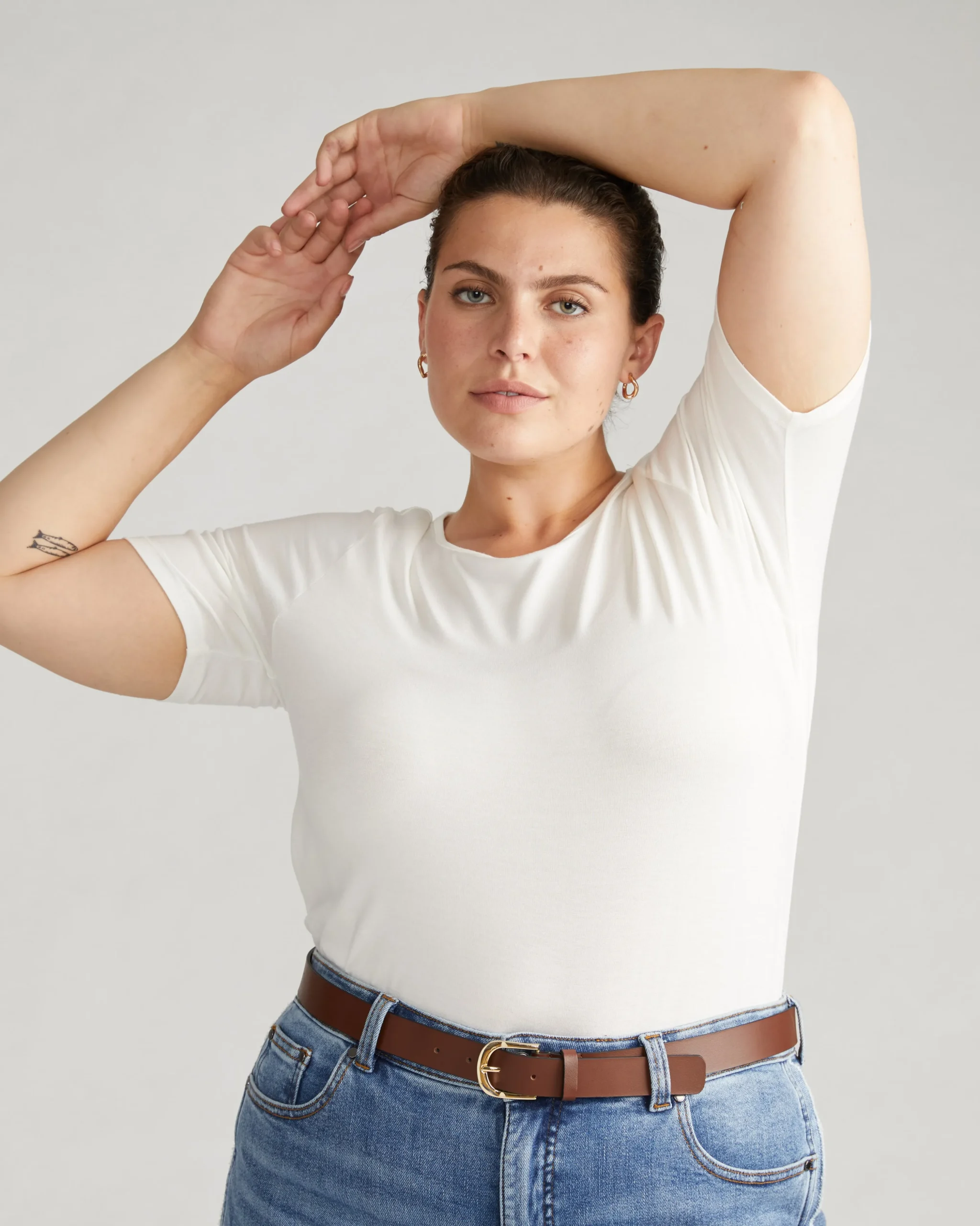 Lily Liquid Jersey Crew Neck Stovepipe Tee White