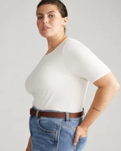 Lily Liquid Jersey Crew Neck Stovepipe Tee White