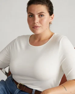 Lily Liquid Jersey Crew Neck Stovepipe Tee White