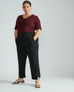 Lily Liquid Jersey V-Neck Stovepipe Tee Black Cherry