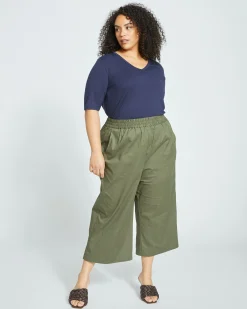 Lily Liquid Jersey V-Neck Stovepipe Tee Midnight