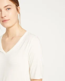 Lily Liquid Jersey V-Neck Stovepipe Tee White