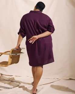 Linen Blend Rubicon Shirtdress Acai