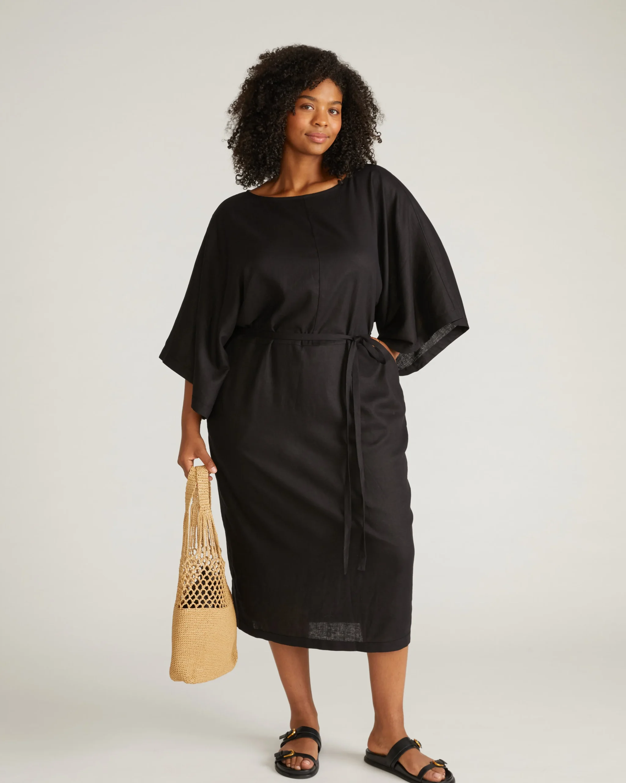 Lio Linen Blend Dress Black