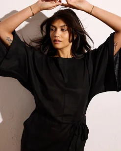 Lio Linen Blend Dress Black