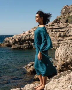 Lio Linen Blend Dress Ink Blue