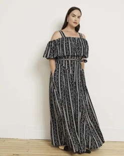 Lisbon Convertible Stretch Cupro Maxi Dress Florentine Print
