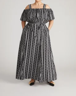 Lisbon Convertible Stretch Cupro Maxi Dress Florentine Print