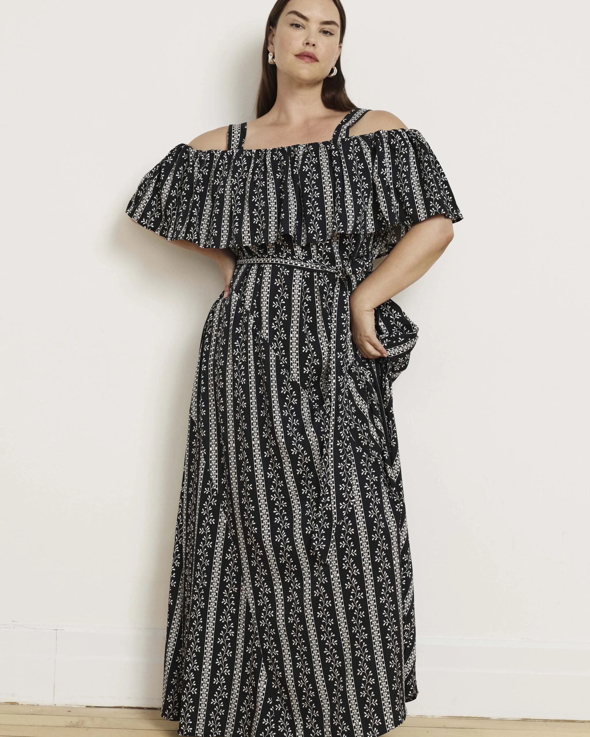Lisbon Convertible Stretch Cupro Maxi Dress Florentine Print