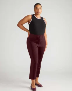 Long Cigarette Ponte Pants Black Cherry