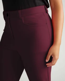 Long Cigarette Ponte Pants Black Cherry