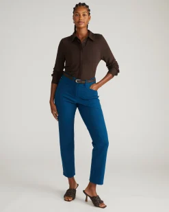 Long Cigarette Ponte Pants Deep Teal