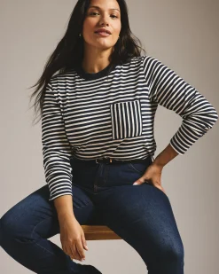 Long Sleeve Garcon Tee Navy/White Stripe