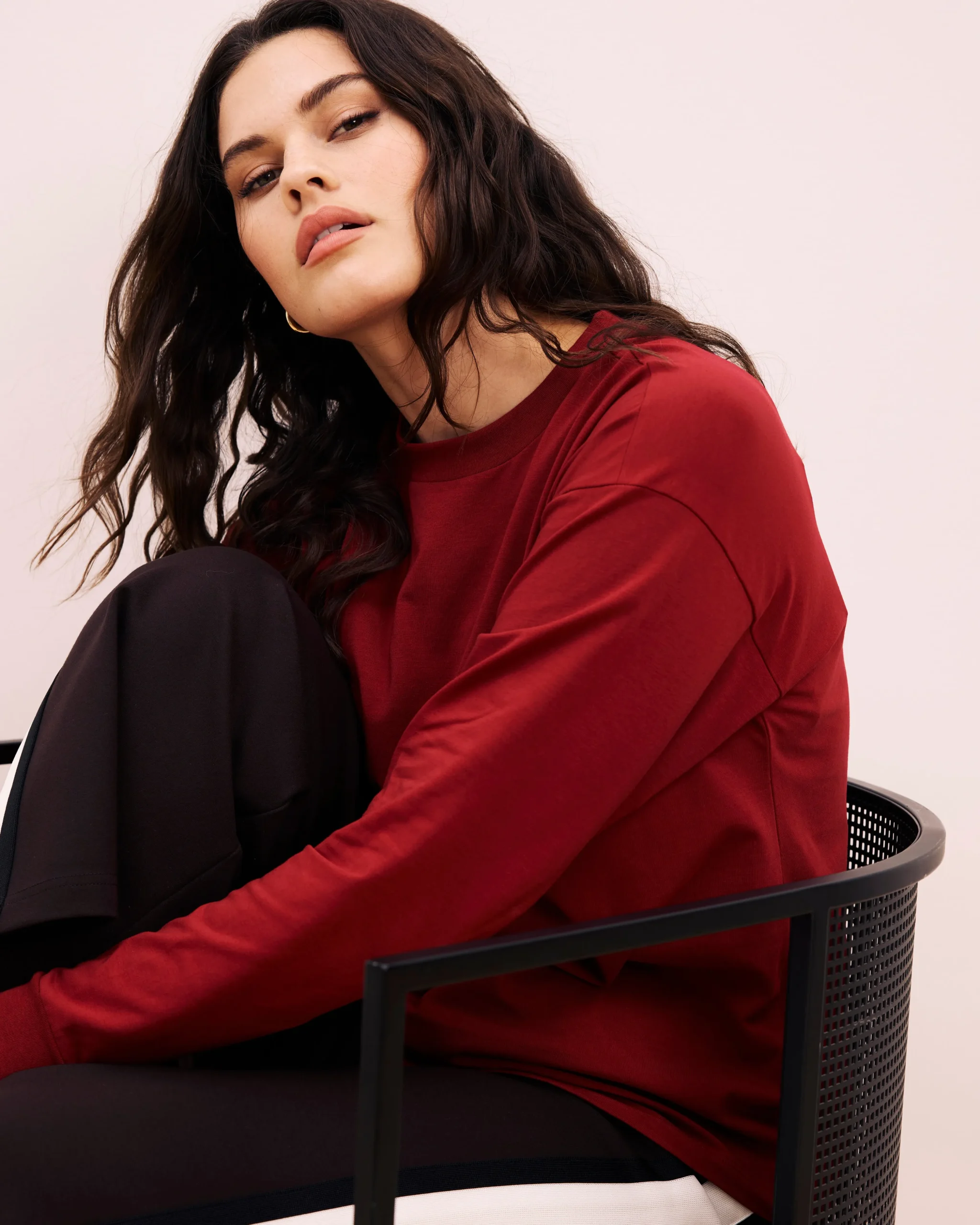 Long Sleeve Relaxed Tee Garnet