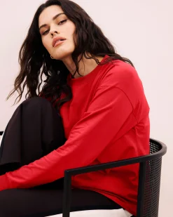 Long Sleeve Relaxed Tee Ruby Red