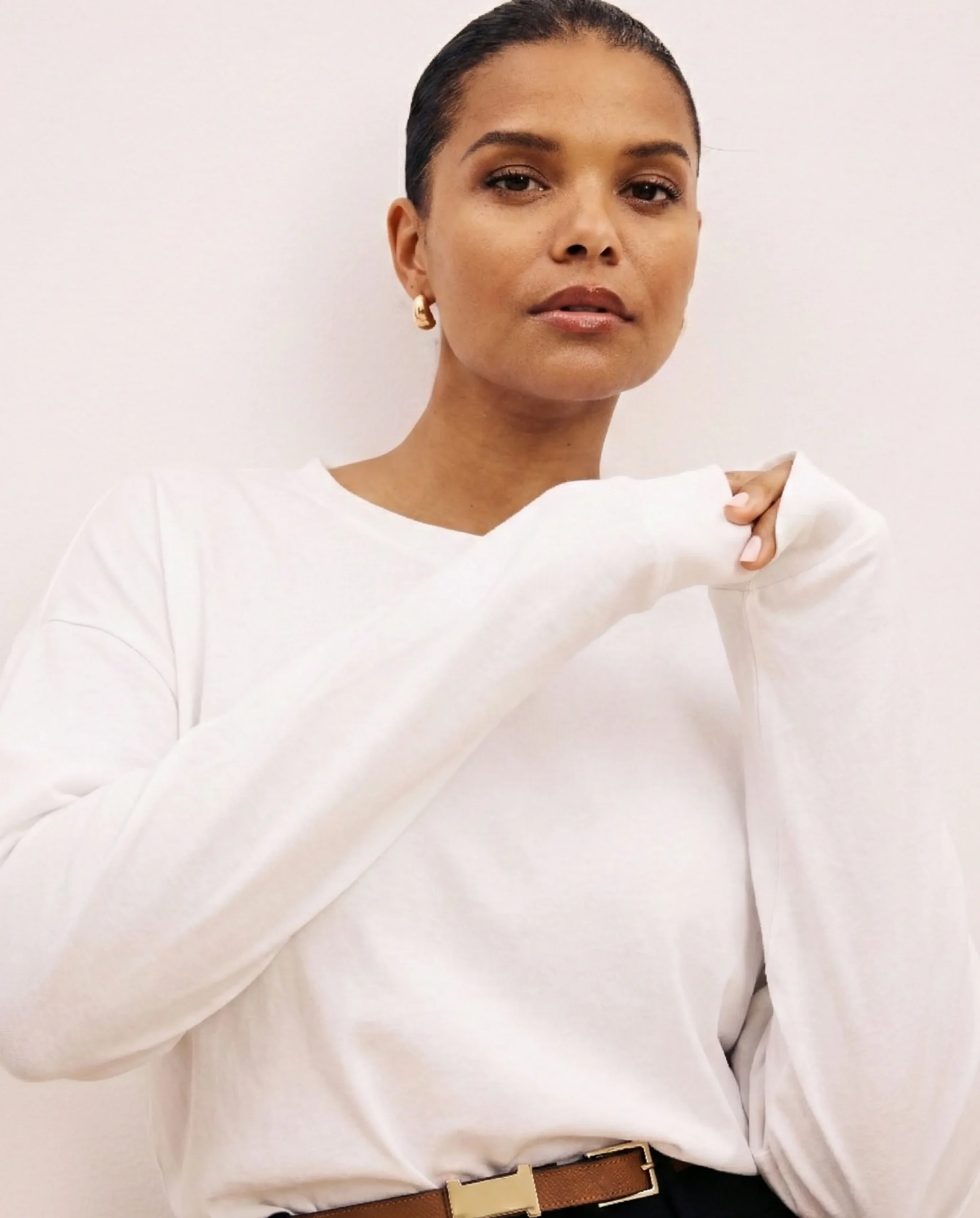 Long Sleeve Relaxed Tee White