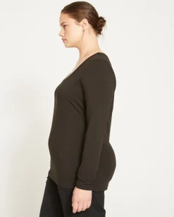 Long Sleeve Square Neck Tee Black
