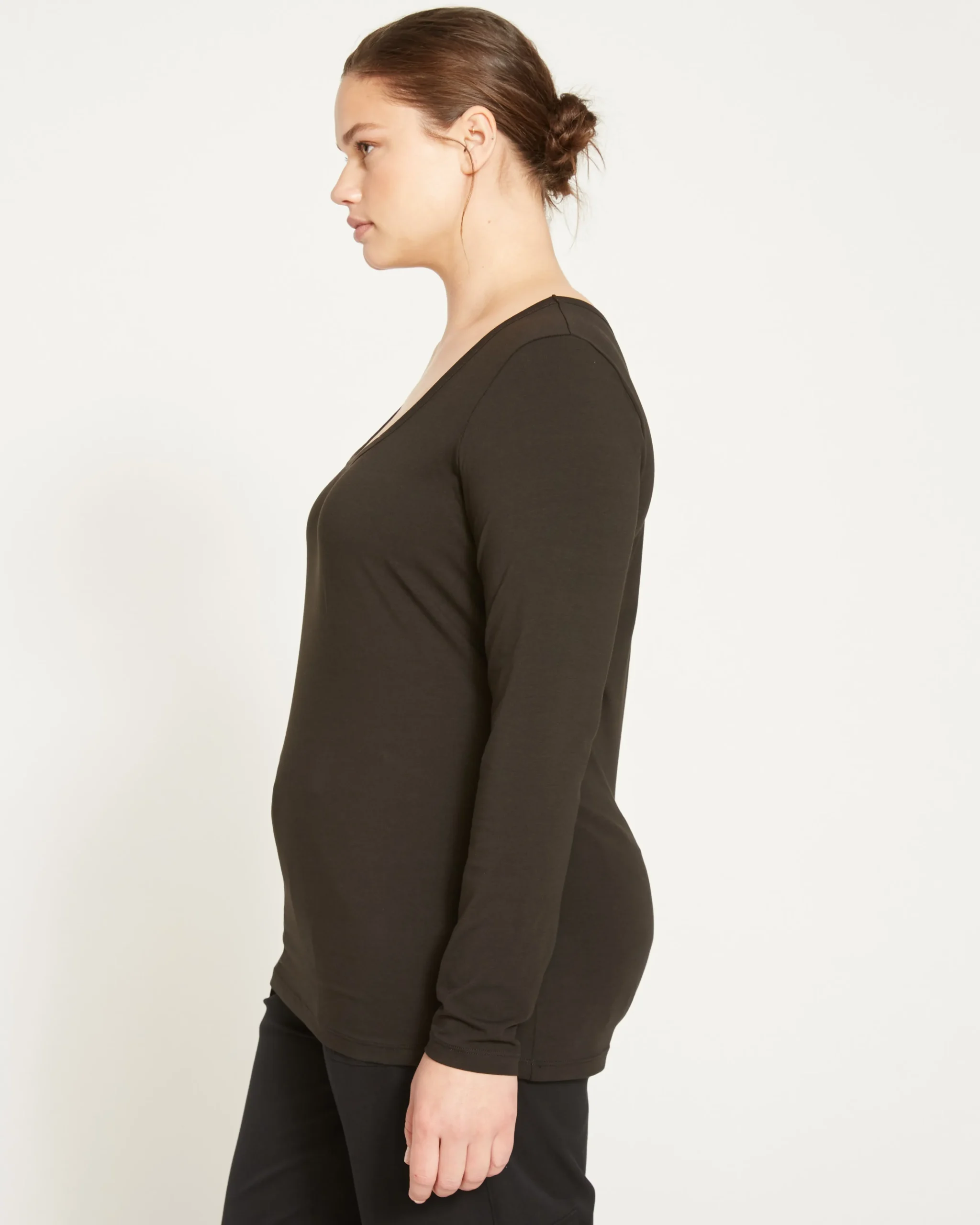 Long Sleeve Square Neck Tee Black