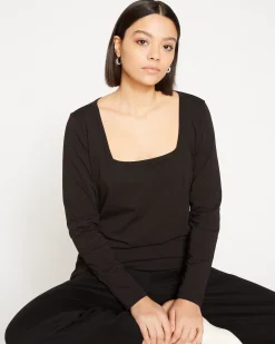 Long Sleeve Square Neck Tee Black