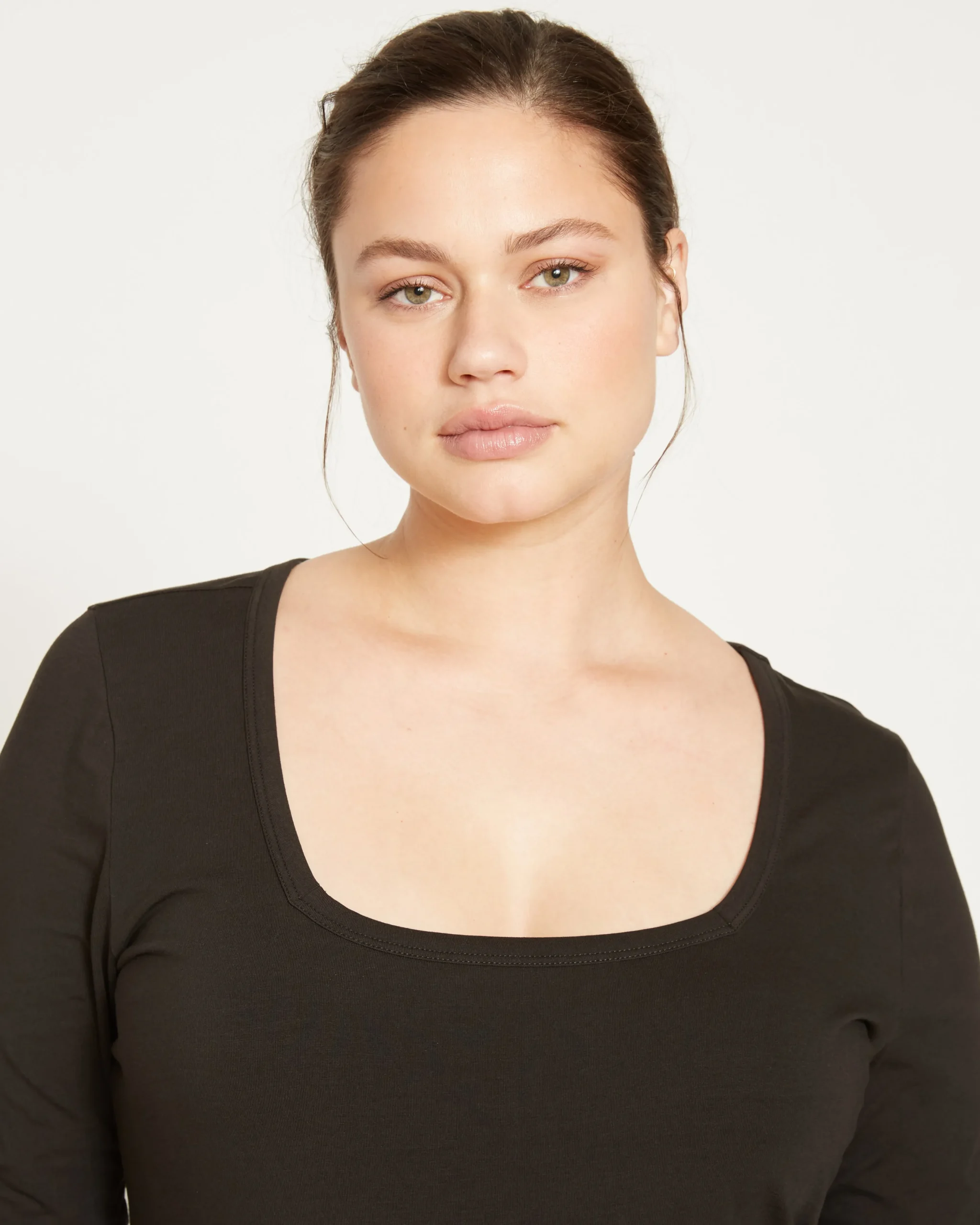 Long Sleeve Square Neck Tee Black