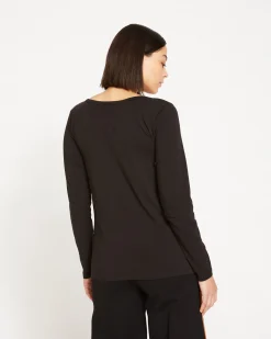 Long Sleeve Square Neck Tee Black