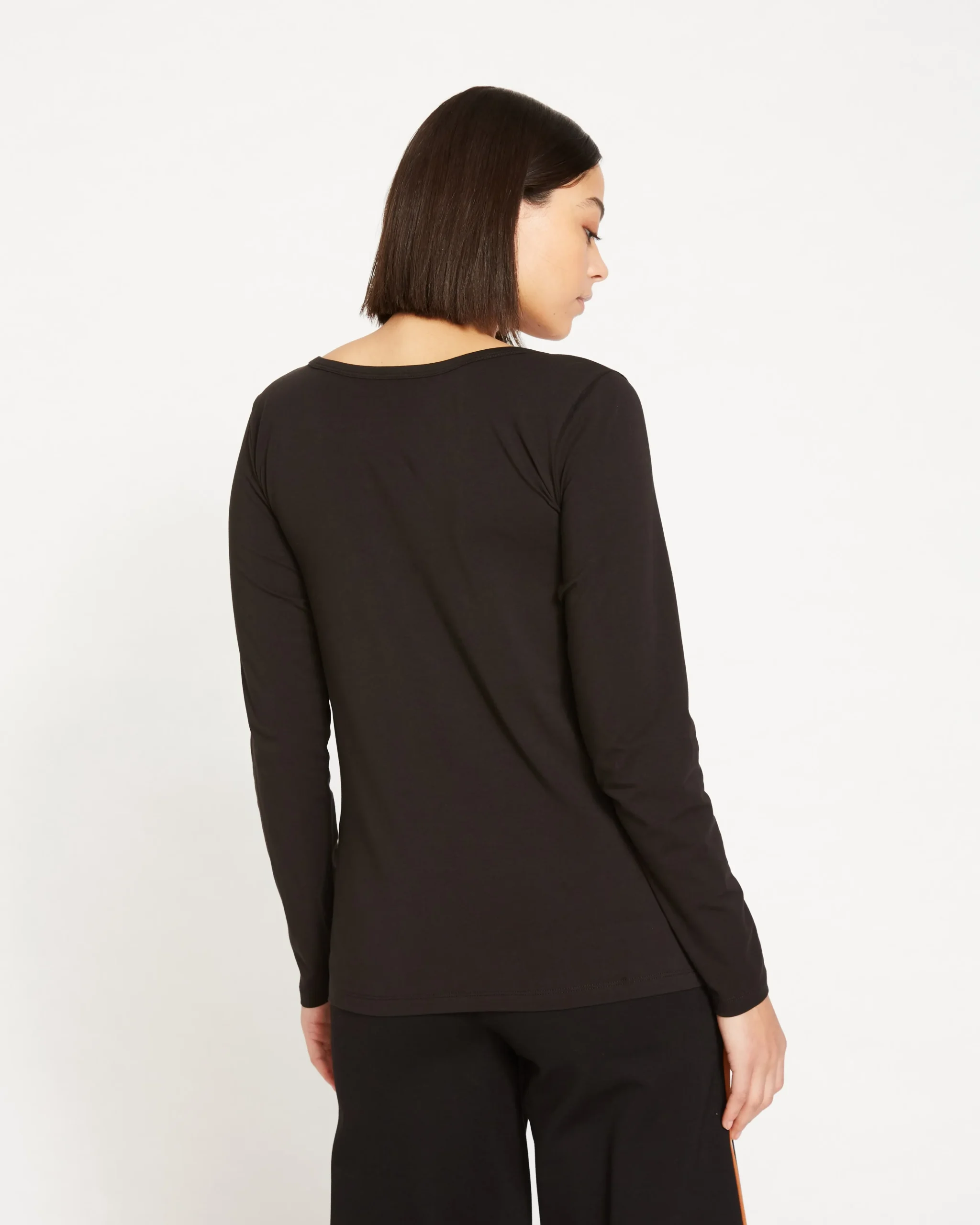 Long Sleeve Square Neck Tee Black