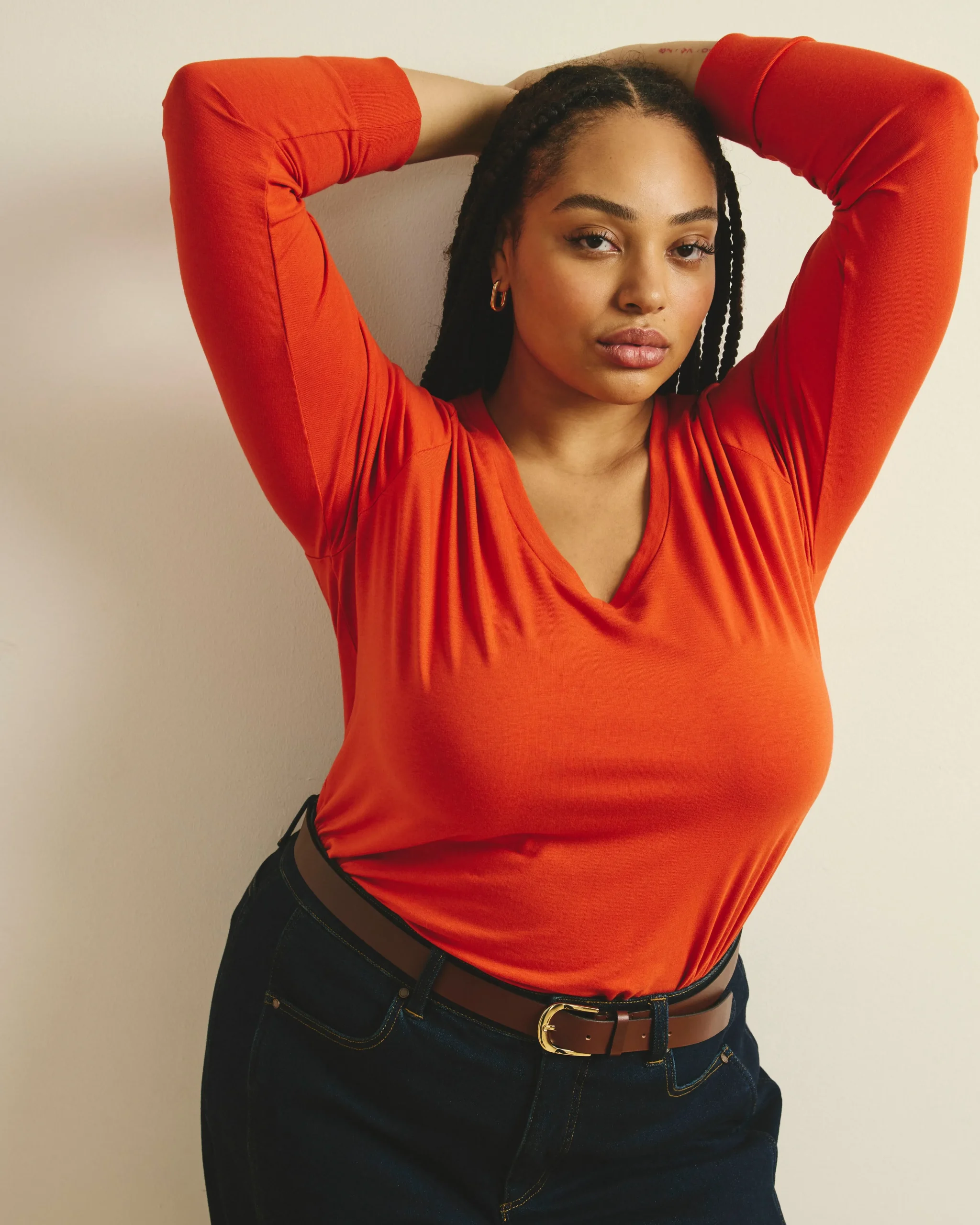 Long Sleeve V Rex Orange Flame
