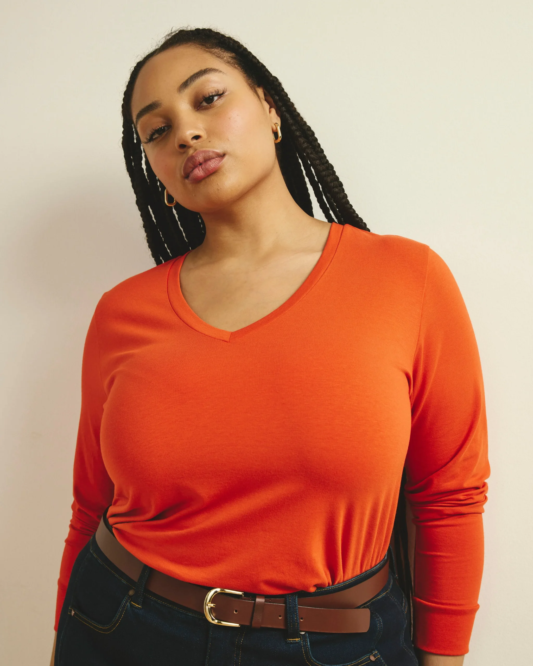 Long Sleeve V Rex Orange Flame