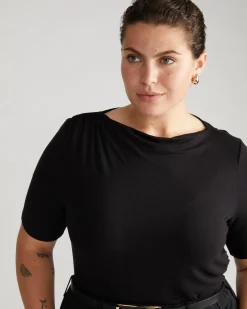 Louise Short Sleeve Liquid Jersey Top Black