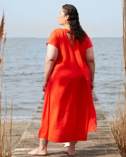 Louvre Bow Back Linen Blend Dress Shoreline Sunset