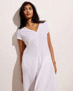 Louvre Bow Back Linen Blend Dress Bright White