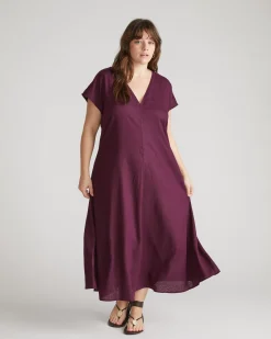 Louvre Bow Back Linen Blend Dress Acai