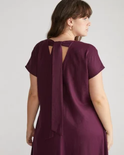 Louvre Bow Back Linen Blend Dress Acai