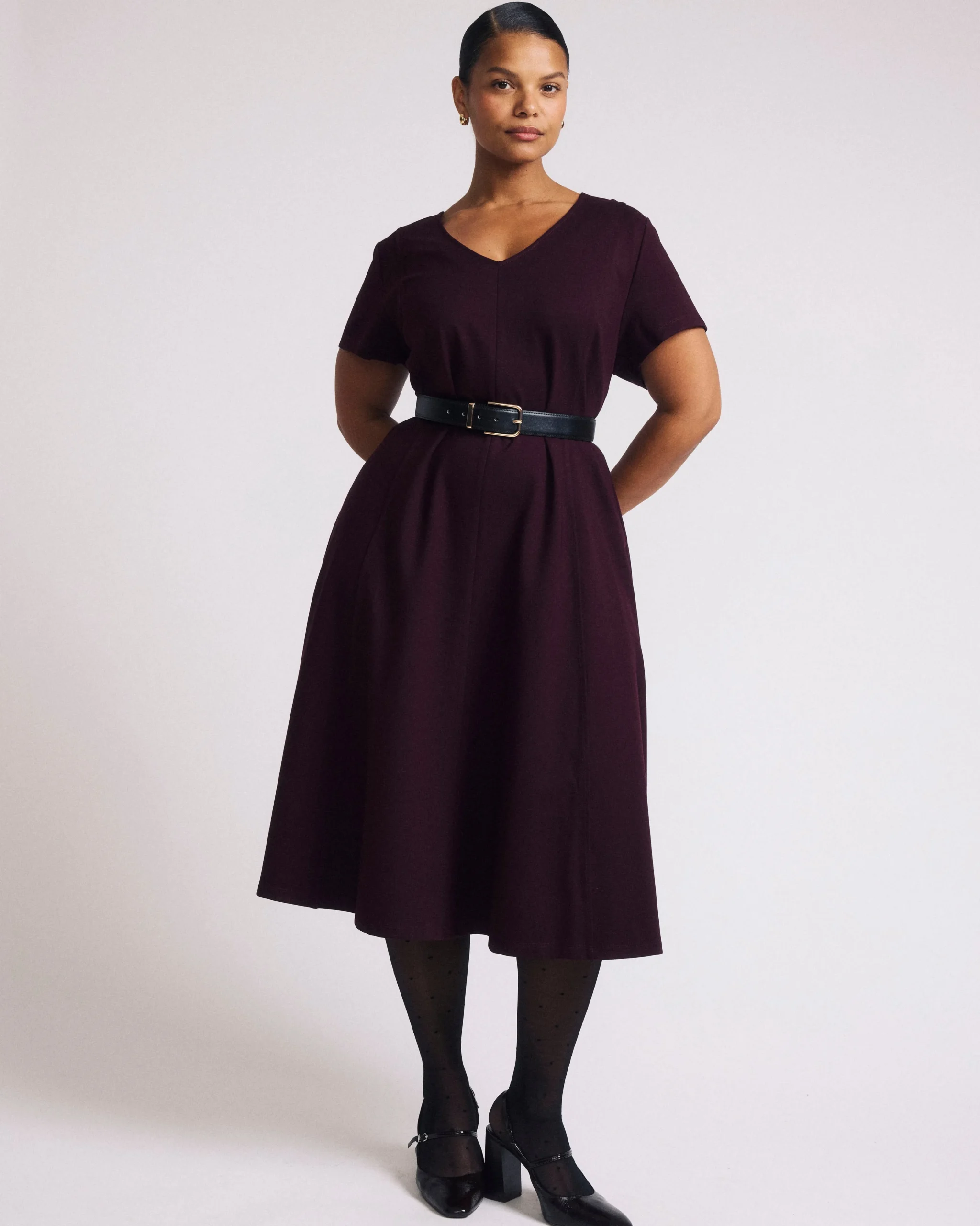Lucinda Ponte Midi Dress Black Cherry